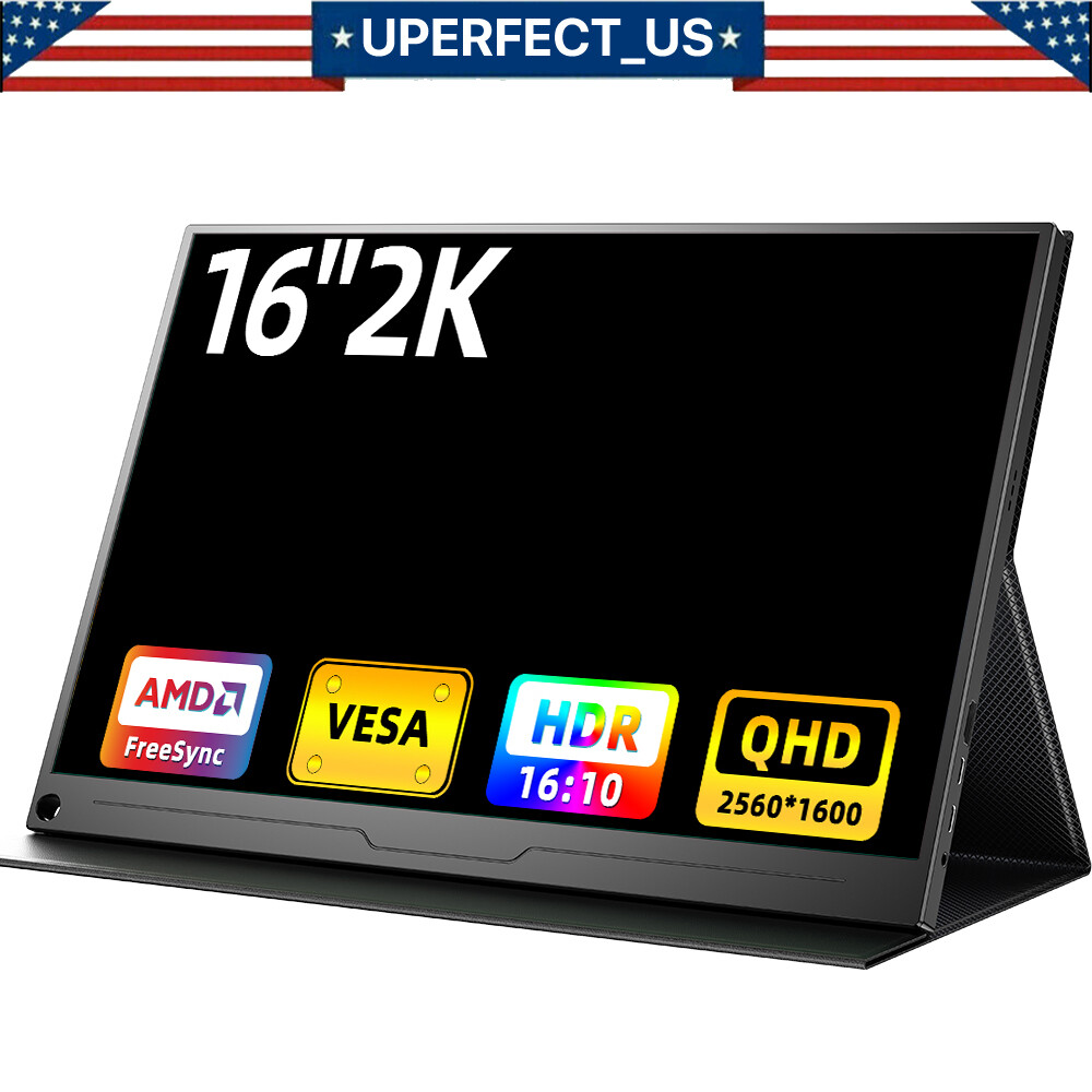UPERFECT 16″ 2K QHD 1200: 1 Portable Monitor 2560*1600 USB C HDMI Screen For PS6